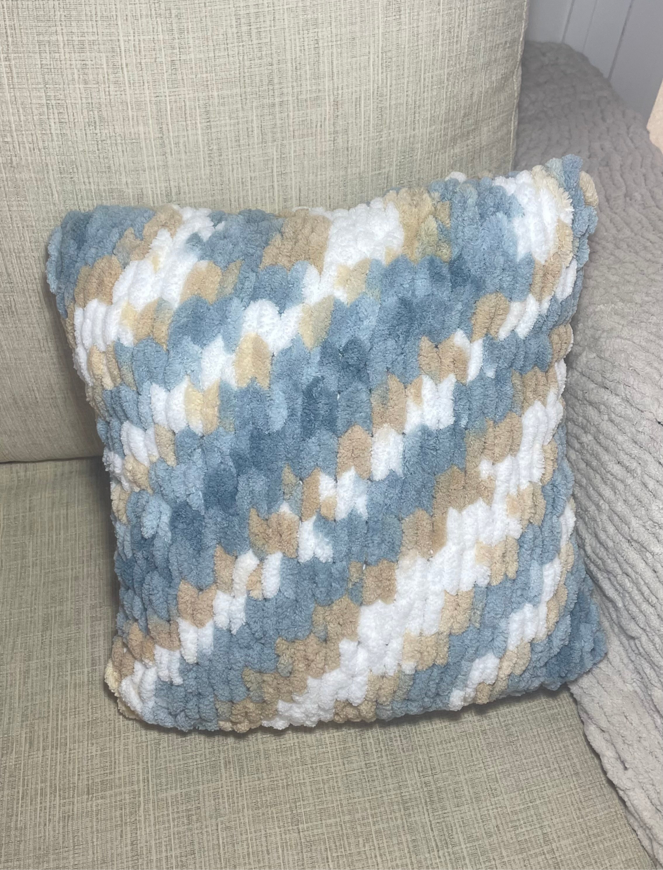 Grey, Brown & White Striped Pillow
