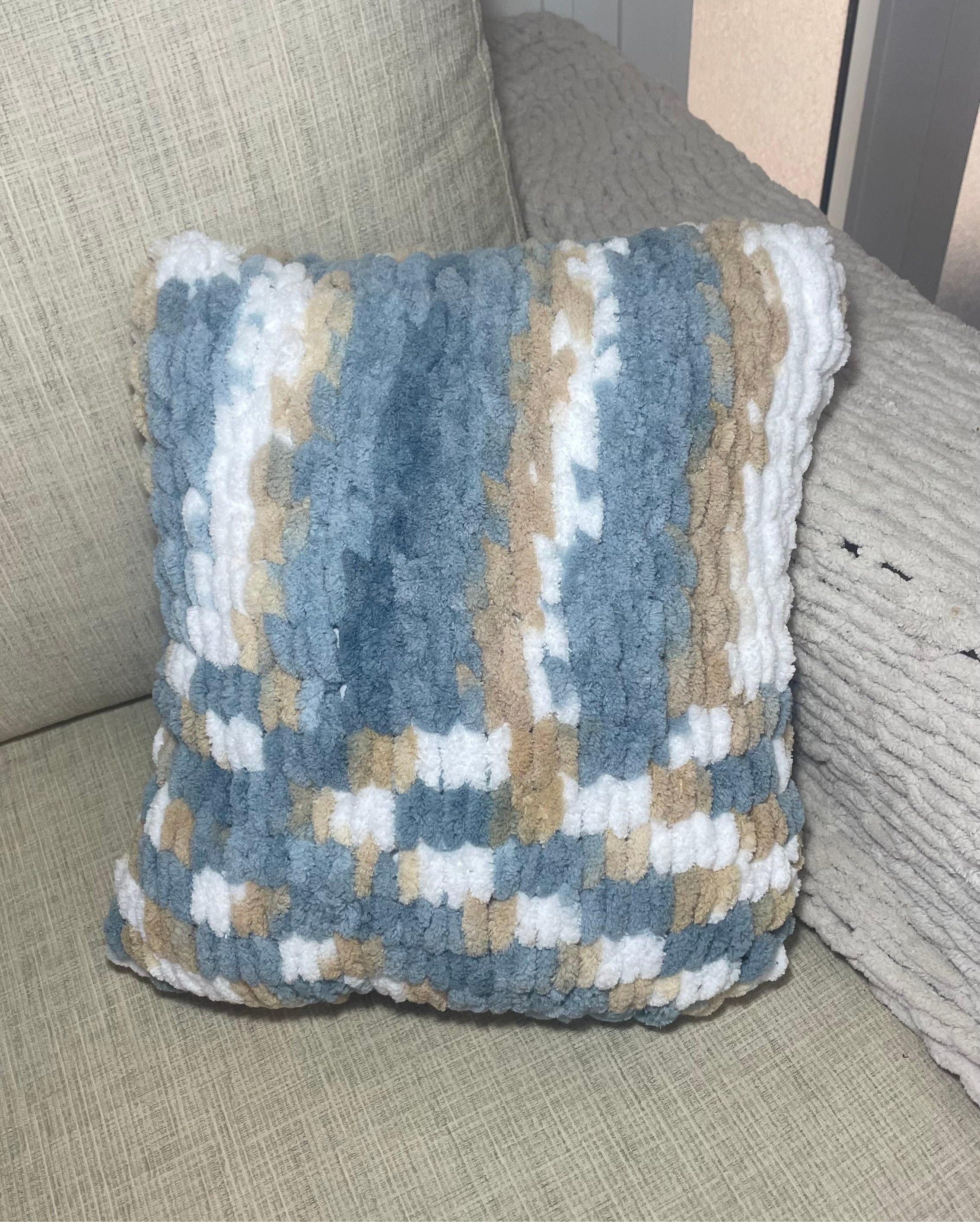 Grey, Brown & White Patchwork Pillow